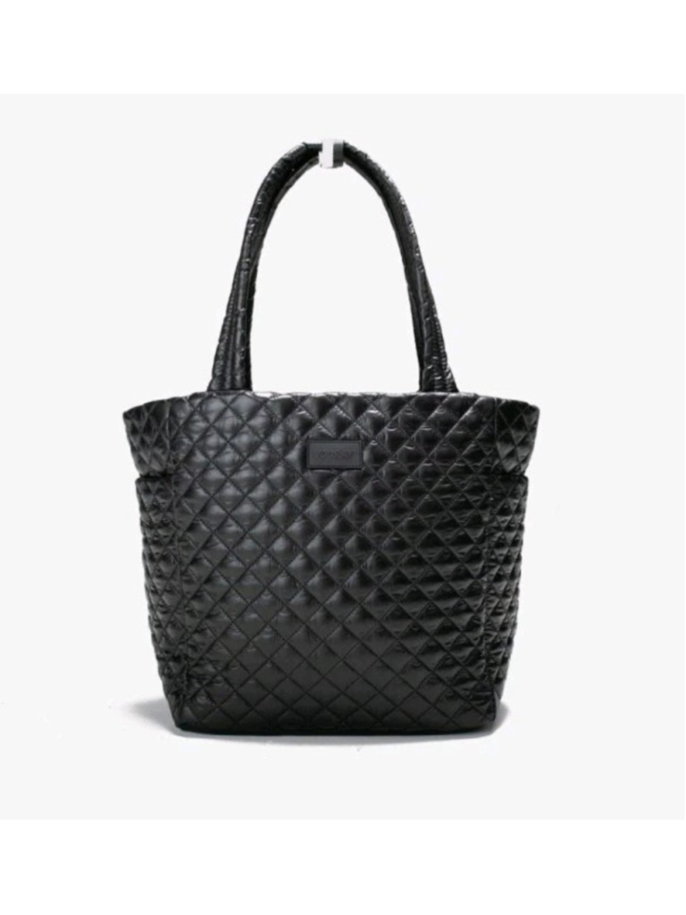 Vooray Black Naomi Quilted Puffer Tote Gym Travel Weekender Bag 18" Zip Top Read